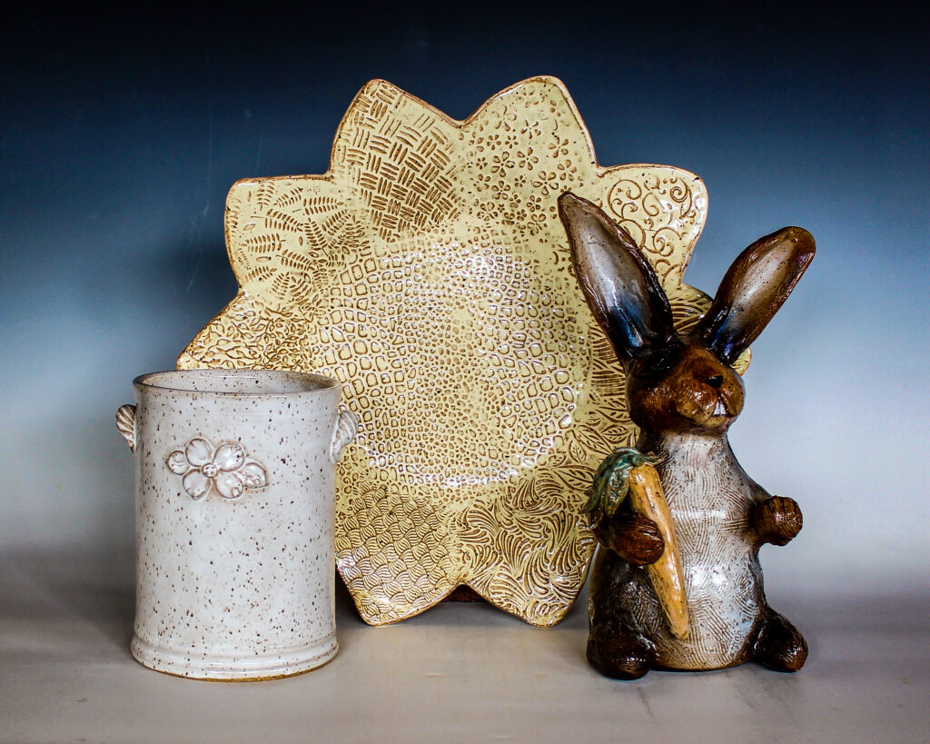 Sunflower, Rabbit and Dogwood Vase