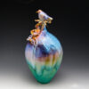 Bird on Flower Pot by Seagrove Art Pottery