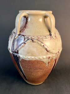 Persian Jar, wood fired salt glaze with copper glaze by Travis Owens-Jugtown Pottery