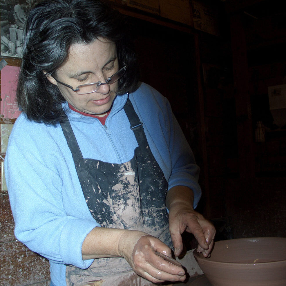 Mary Farrell, Westmoore Pottery - working photo